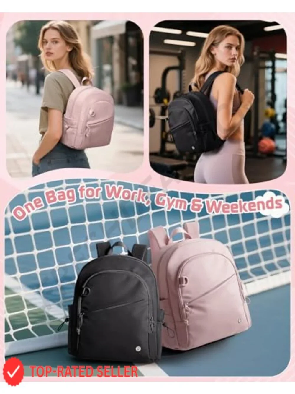 Water Repellent Mini Backpack with RFID Blocking Pocket